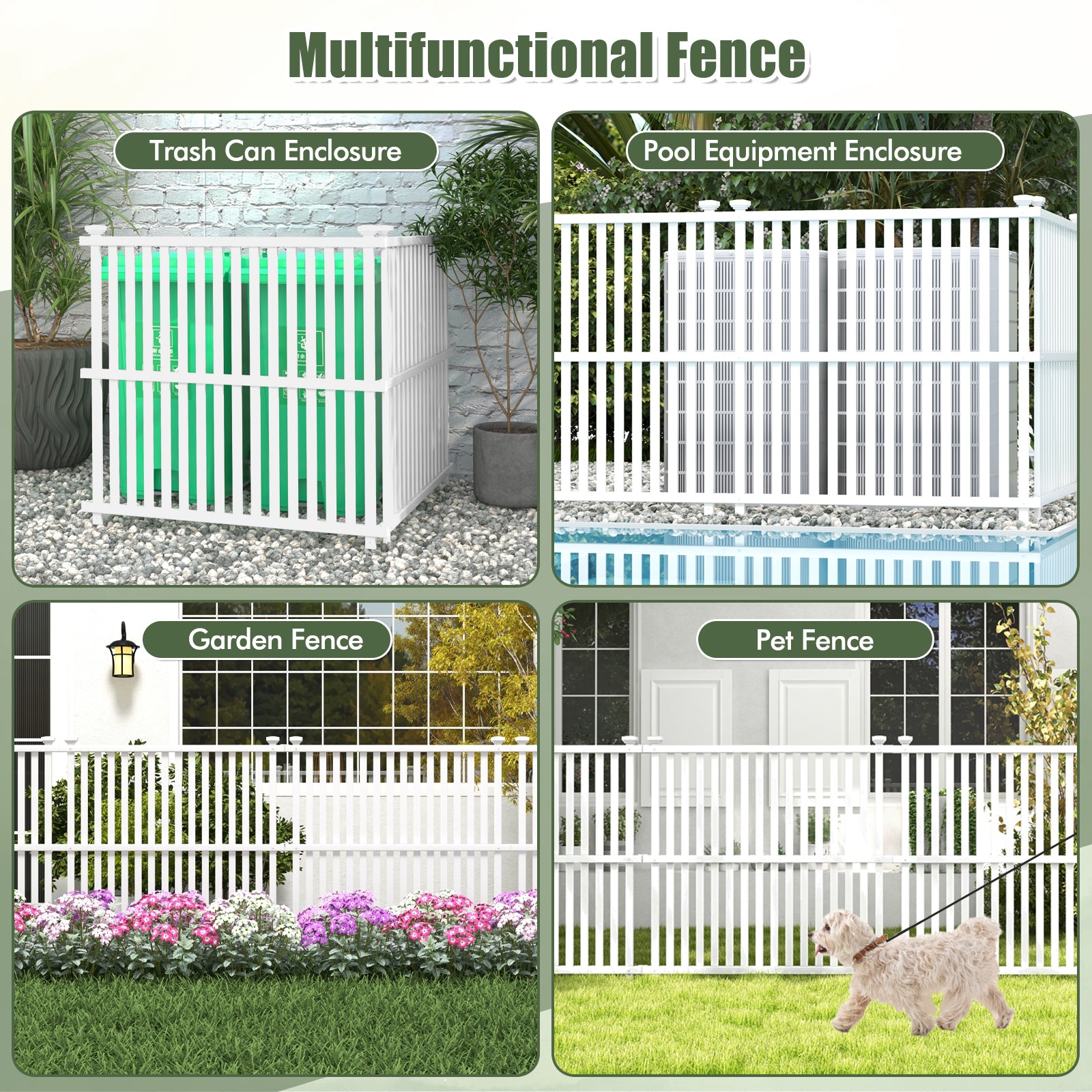 Air Conditioner Fence Panel with Metal Ground Stakes for Outside, White Decorative Fencing & Flooring at Gallery Canada