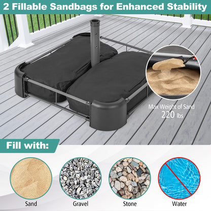 Fillable Umbrella Base With Sandbags And Cover, Black Outdoor Umbrella Bases at Gallery Canada