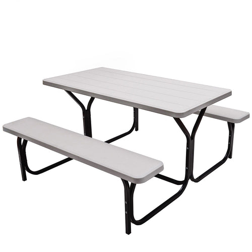 Picnic Table Bench Set for Outdoor Camping , White