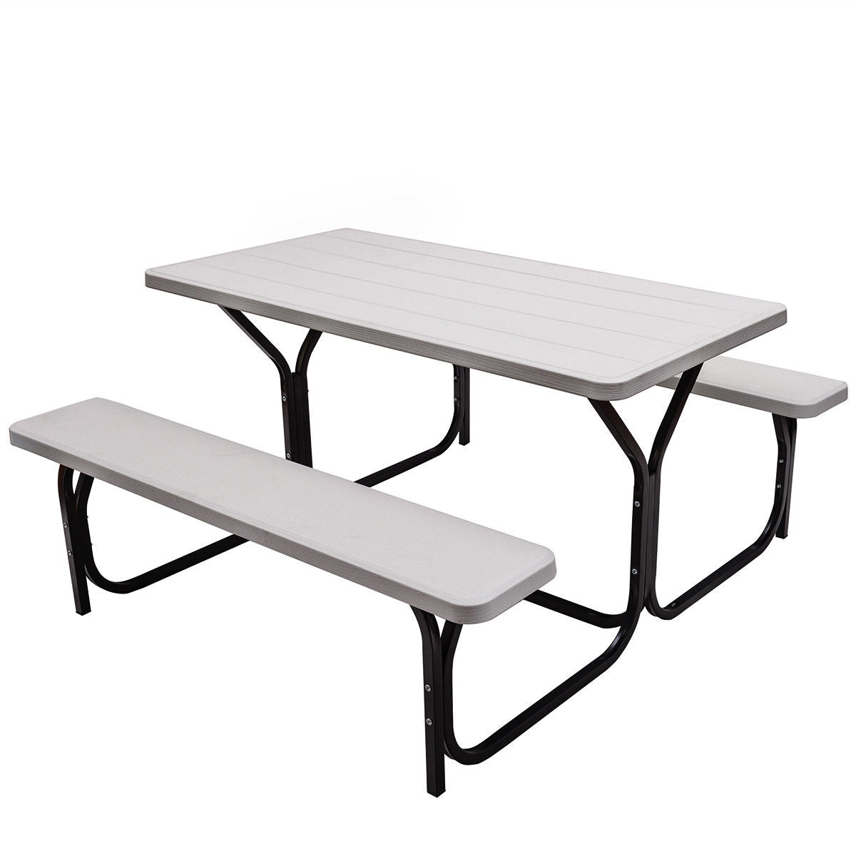 Outdoor Picnic Table Bench Set, White