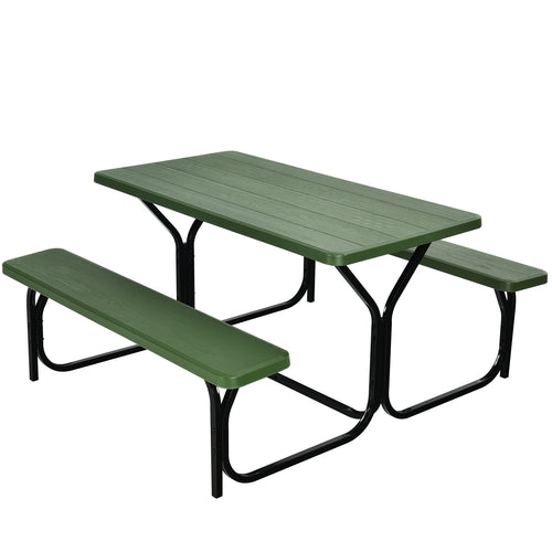 Picnic Table Bench Set, Outdoor Camping, Green