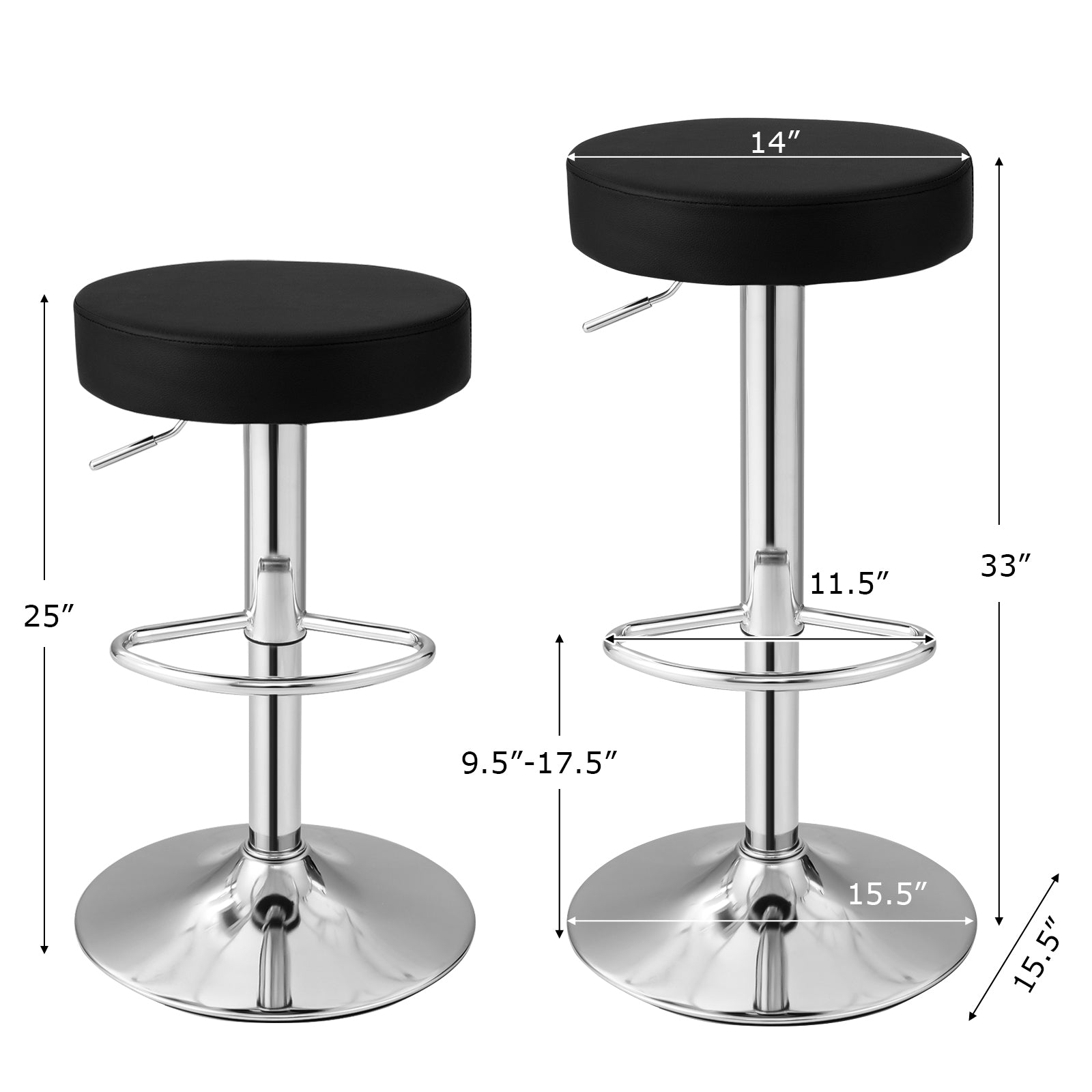 1 PC Round Bar Stool Adjustable Swivel Pub Chair, Black Bar Stools at Gallery Canada