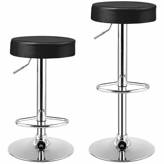 Set of 2 Adjustable Swivel Round Bar Stools, Black Bar Stools Black at Gallery Canada