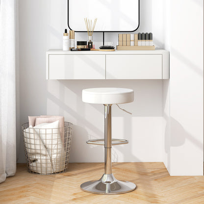Set of 2 Adjustable Round PU Leather Swivel Barstool with Chrome Footrest, White Bar Stools at Gallery Canada