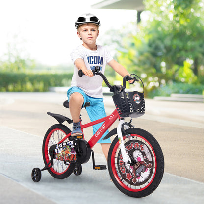 18 Inch Kids Bike Adjustable with Storage Basket and Double Brake for 4-8 Years Old-18 inches, Red Kids Bike at Gallery Canada