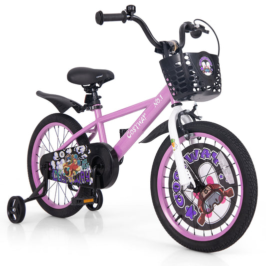 18 Inch Kids Bike, 4-8 Years, Adjustable Handlebar, Purple Kids Bike Purple at Gallery Canada
