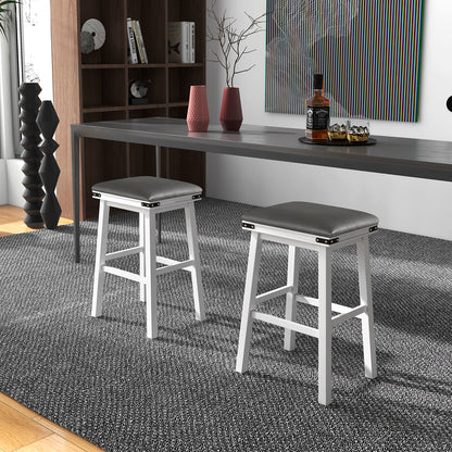 Set of 2 24/30 Inch Dining Bar Stool with Acacia Wood Frame-30 inches, White Bar Stools at Gallery Canada