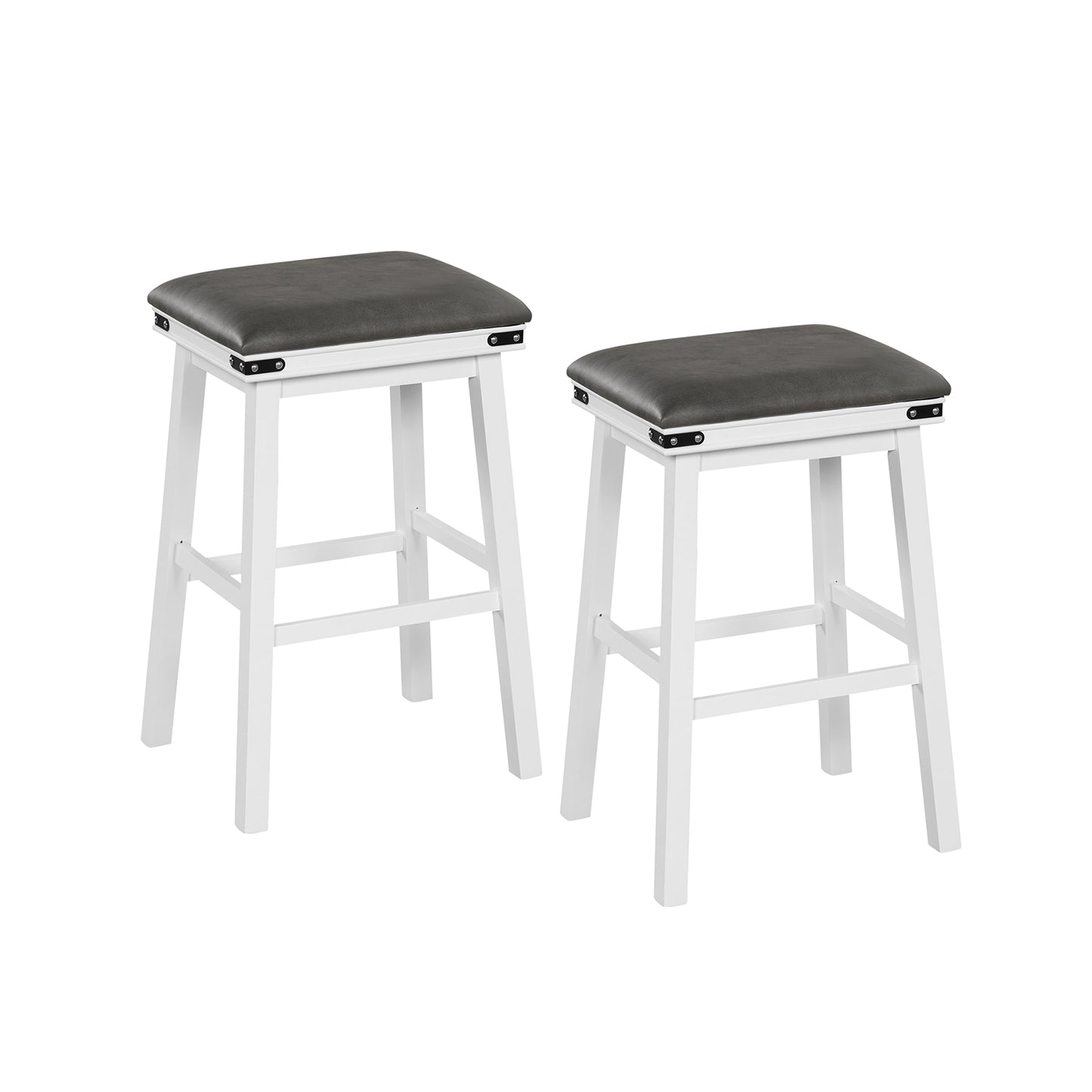 Set of 2 24/30 Inch Dining Bar Stool with Acacia Wood Frame-30 inches, White Bar Stools at Gallery Canada