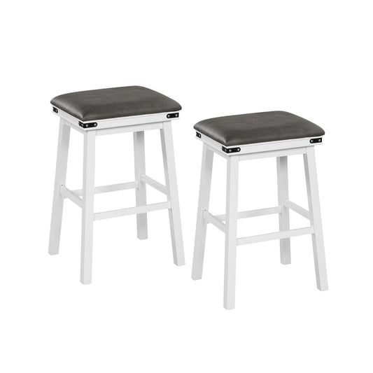 Set Of 2 24/30 Inch Dining Bar Stool, Acacia Wood Frame, 30 Inches, White Bar Stools White at Gallery Canada