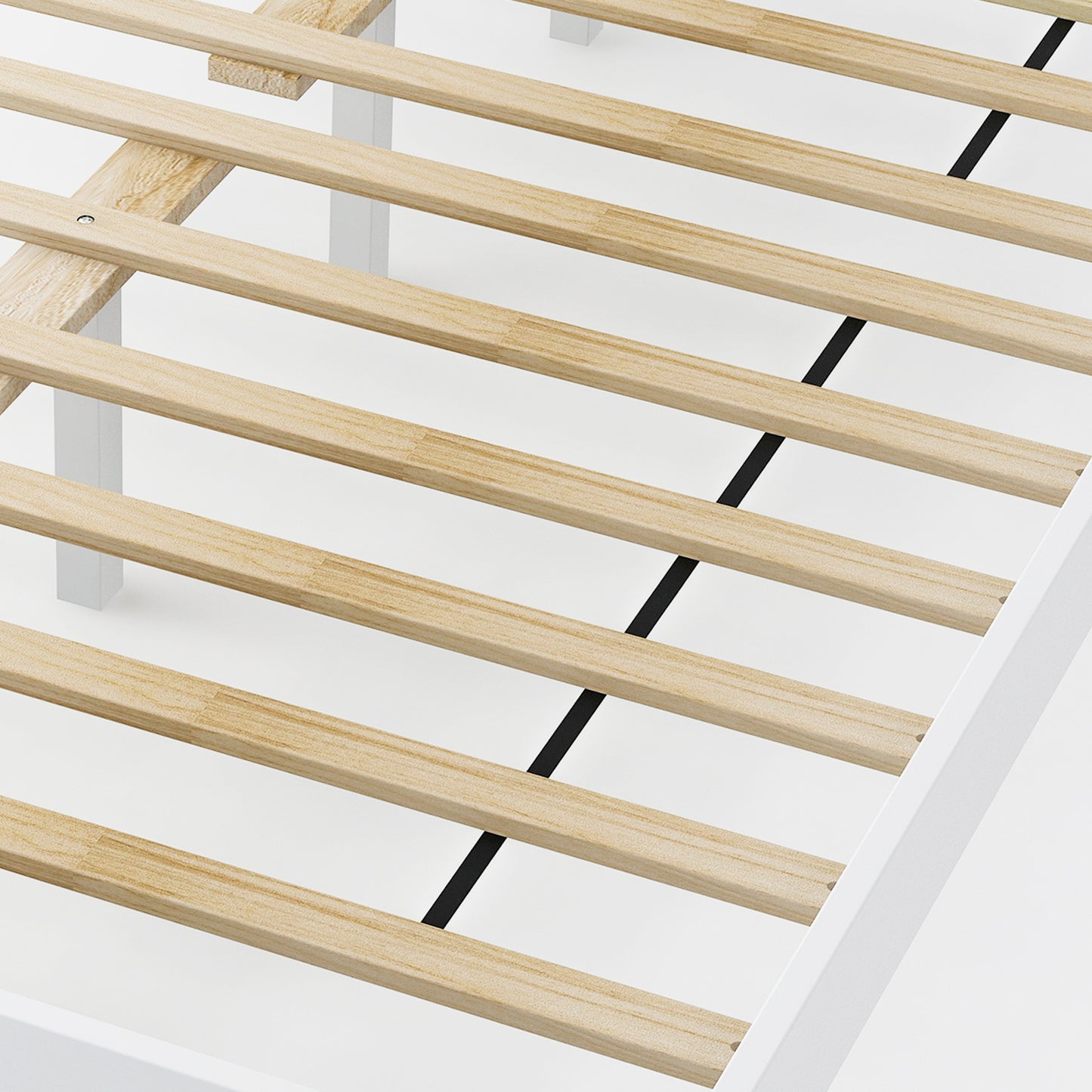 Twin/Full/Queen Size Wood Bed Frame with Headboard and Wooden Slats Support-Queen, White Simple Bed Frame at Gallery Canada