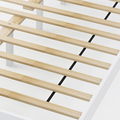 Twin/Full/Queen Size Wood Bed Frame with Headboard and Wooden Slats Support-Queen, White Simple Bed Frame at Gallery Canada