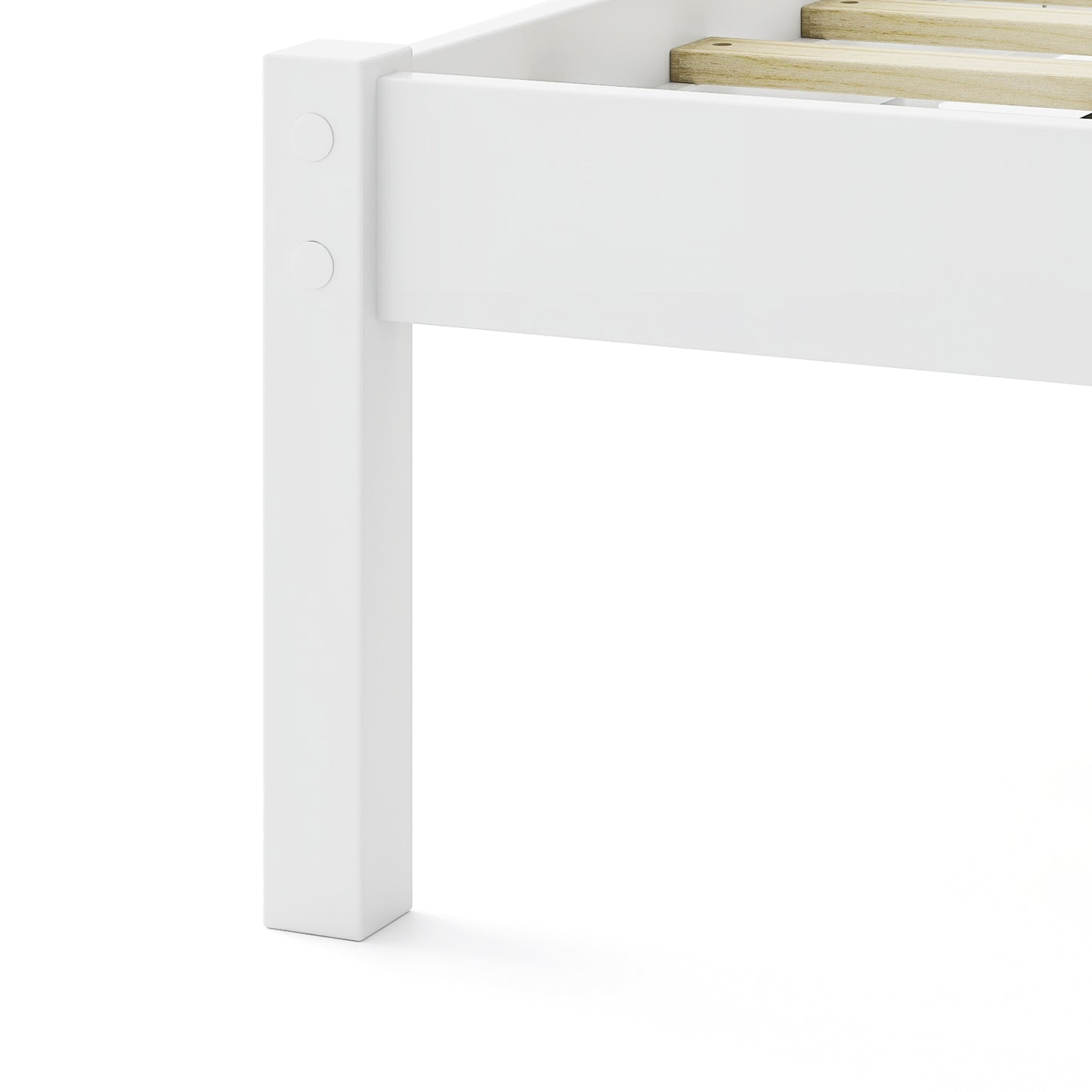 Twin/Full/Queen Size Wood Bed Frame with Headboard and Wooden Slats Support-Queen, White Simple Bed Frame at Gallery Canada