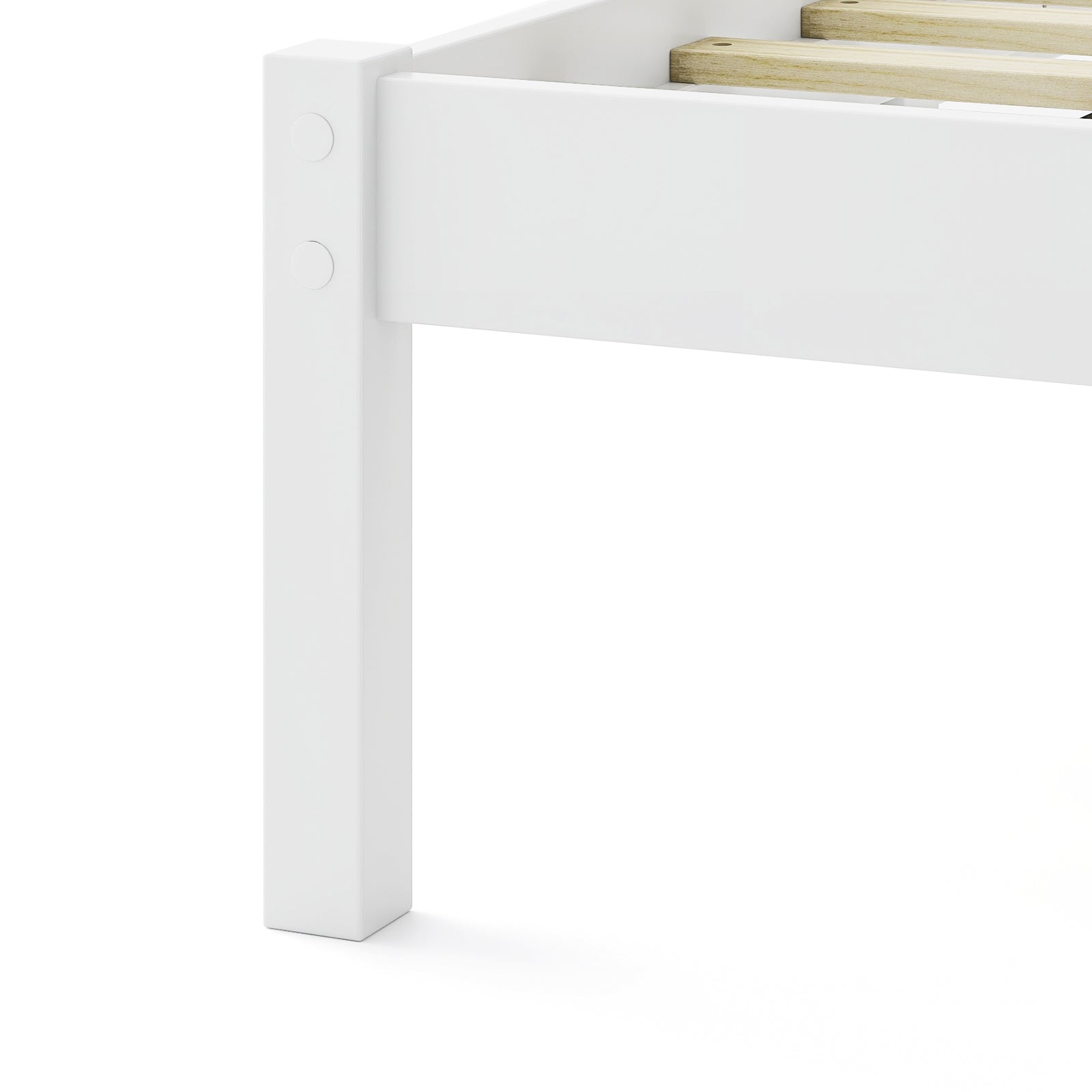 Twin/Full/Queen Size Wood Bed Frame with Headboard and Wooden Slats Support-Queen, White Simple Bed Frame at Gallery Canada