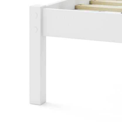 Twin/Full/Queen Size Wood Bed Frame with Headboard and Wooden Slats Support-Queen, White Simple Bed Frame at Gallery Canada