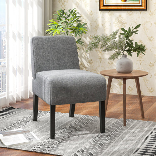 Upholstered Living Room Chair with Rubber Wood Legs, Dark Gray