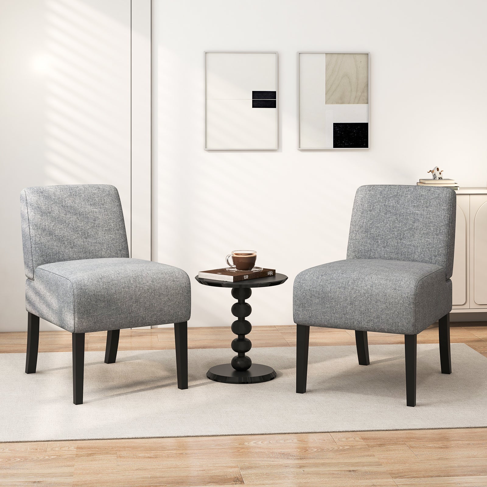 Upholstered Living Room Chair with Rubber Wood Legs, Dark Gray Dining Chairs at Gallery Canada