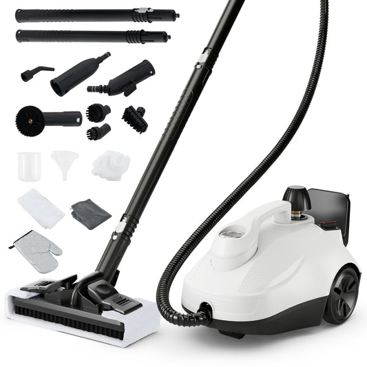 Portable Steam Cleaner 1800W, 61 oz Tank, White, Gray