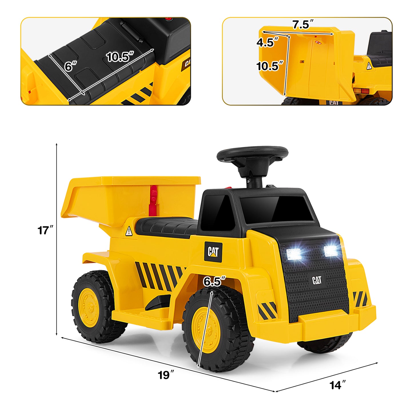 6V Electric Caterpillar Construction Vehicle, Yellow Powered Ride On Toys at Gallery Canada