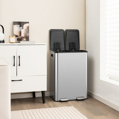 2 x 8 Gal Dual Compartment Trash Can, Silver Kitchen Organization at Gallery Canada