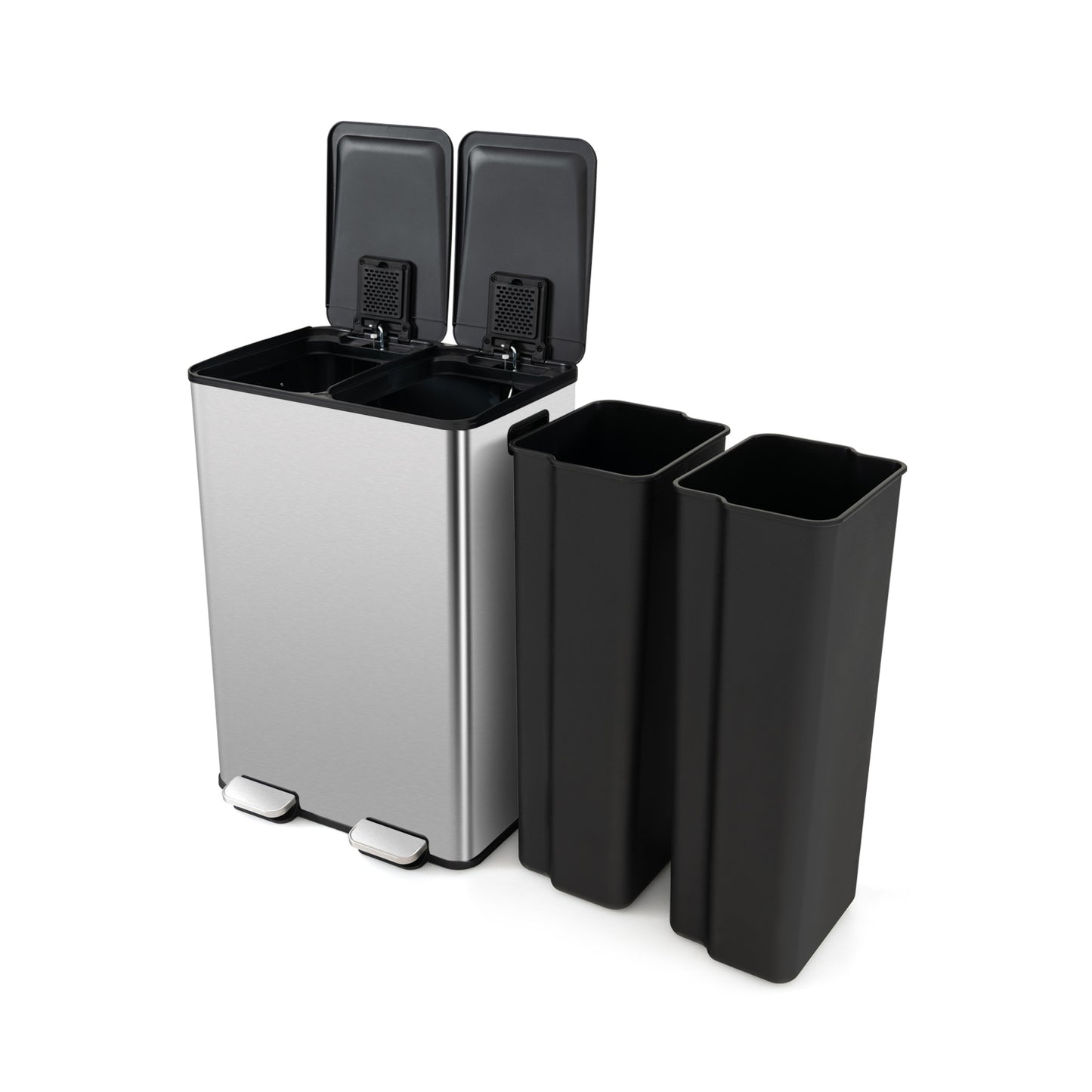 2 x 8 Gal Dual Compartment Trash Can, Silver Kitchen Organization at Gallery Canada