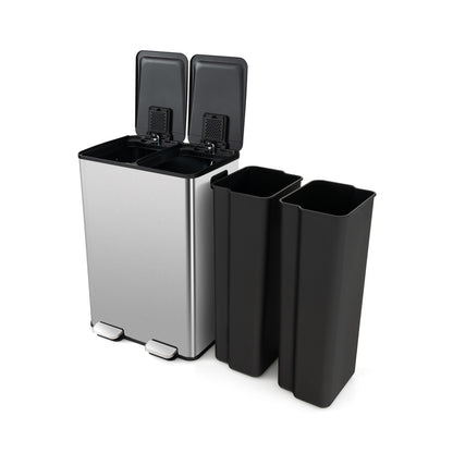 2 x 8 Gal Dual Compartment Trash Can, Silver Kitchen Organization at Gallery Canada