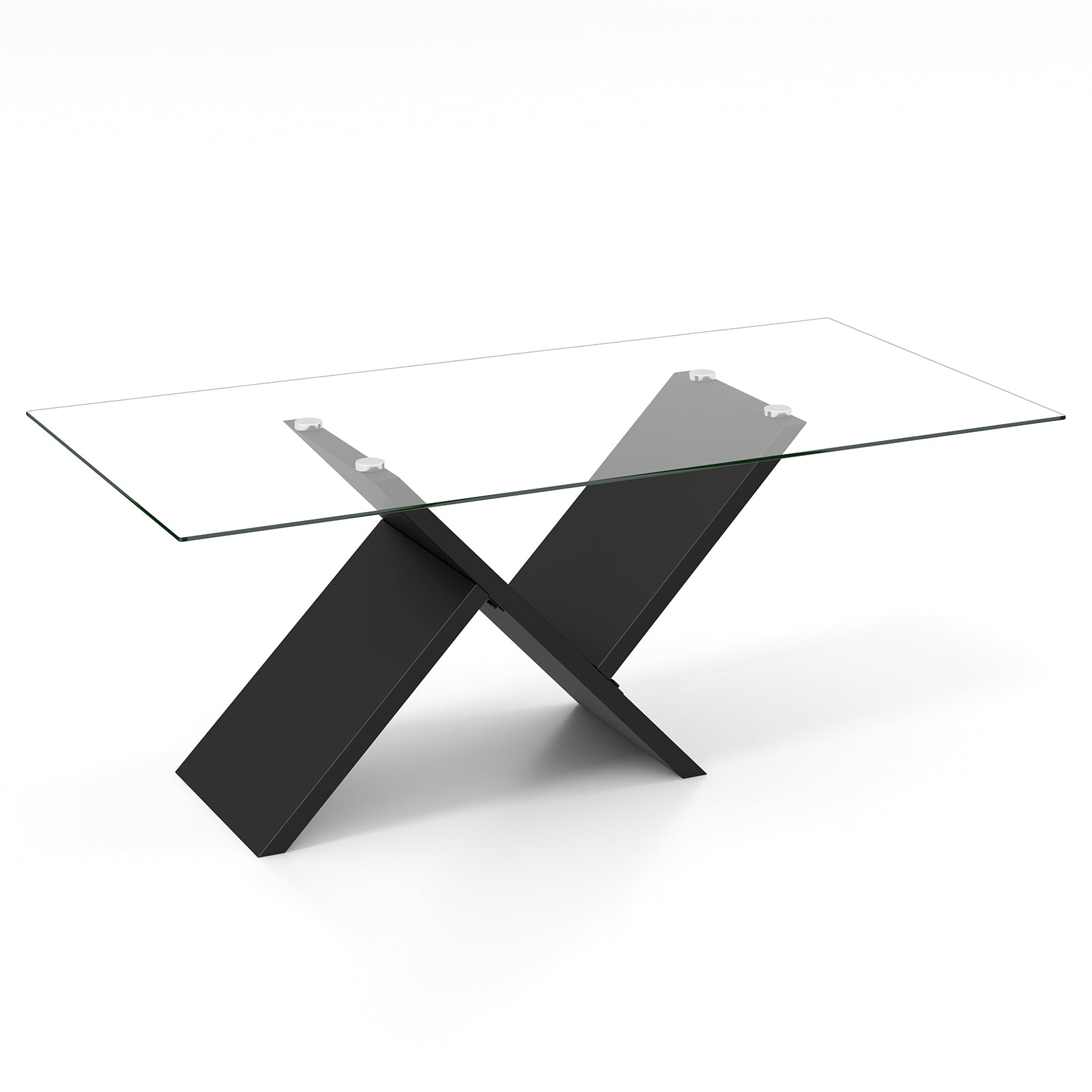 47 Inch Rectangle Glass Coffee Table Modern Center Table with Tempered Glass Tabletop, Black Coffee Tables Black at Gallery Canada