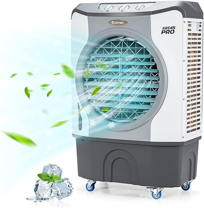 4-In-1 Industrial Evaporative Air Cooler, 12 Gallon Tank, Wheels, Gray Air Coolers at Gallery Canada