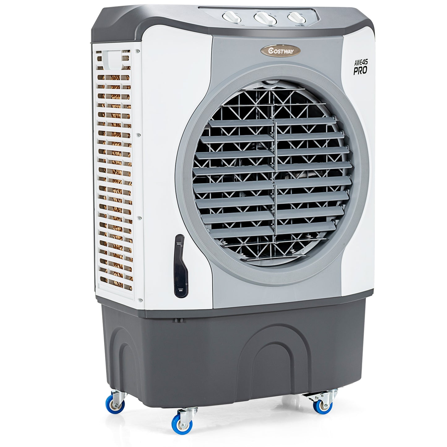 4-In-1 Industrial Evaporative Air Cooler, 12 Gallon Tank, Wheels, Gray Air Coolers Gray at Gallery Canada