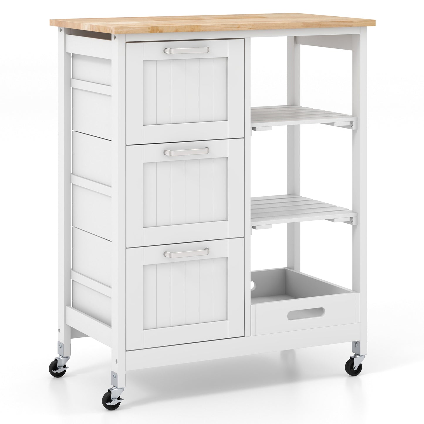 Rolling Kitchen Island Cart, Storage Utility, White Kitchen Islands & Carts White at Gallery Canada