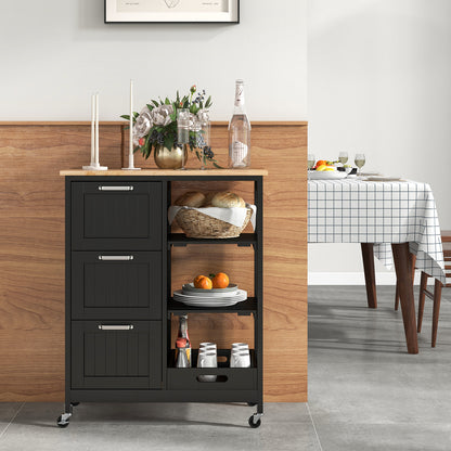 Kitchen Island Storage Cart With 3 Large Drawers, Black Kitchen Islands & Carts at Gallery Canada