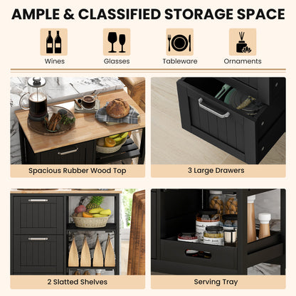 Kitchen Island Storage Cart With 3 Large Drawers, Black Kitchen Islands & Carts at Gallery Canada