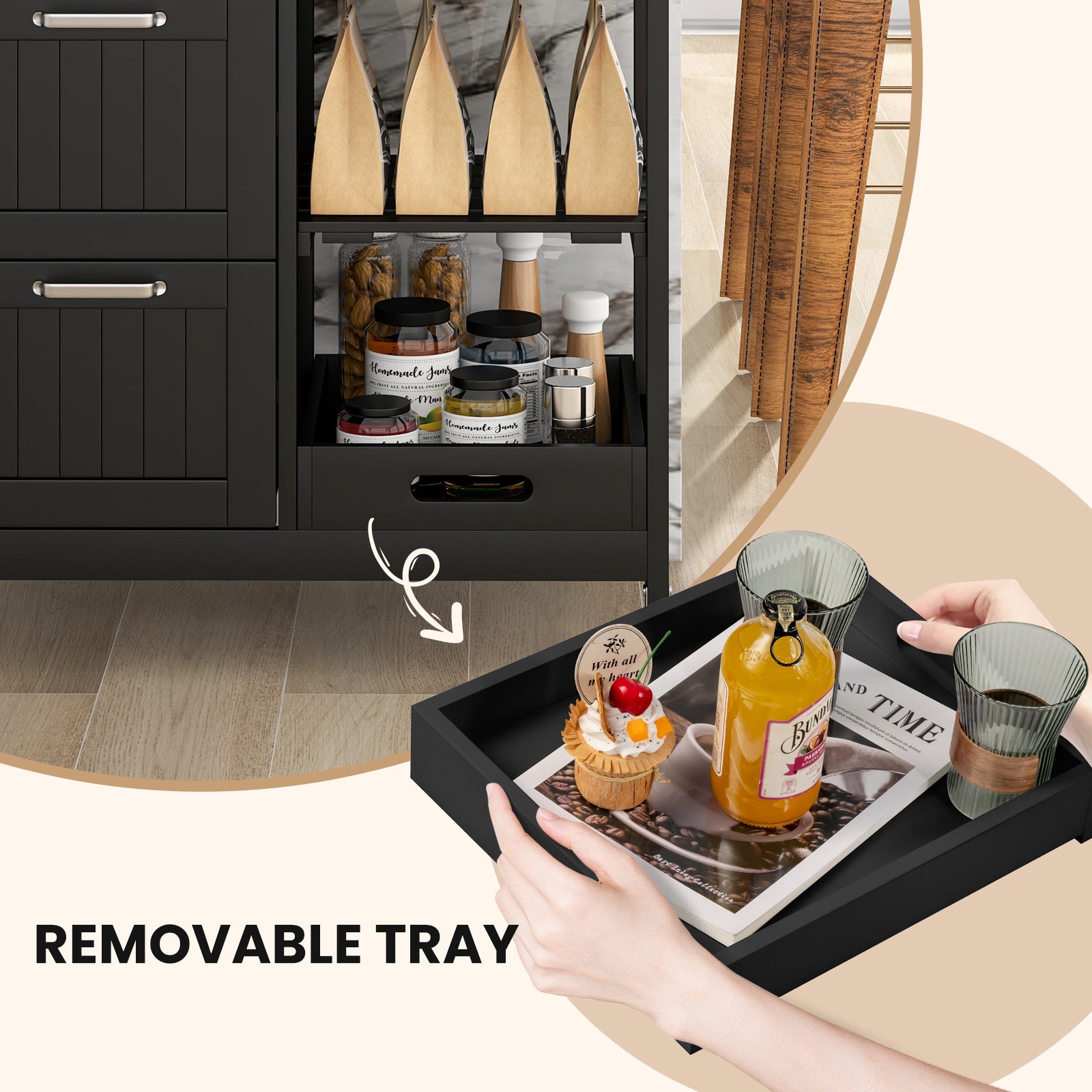 Kitchen Island Storage Cart With 3 Large Drawers, Black Kitchen Islands & Carts at Gallery Canada
