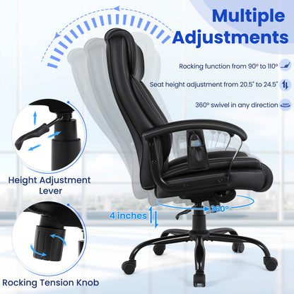 Massage Executive Office Chair with 6 Vibrating Points, Black Big and Tall Chairs at Gallery Canada