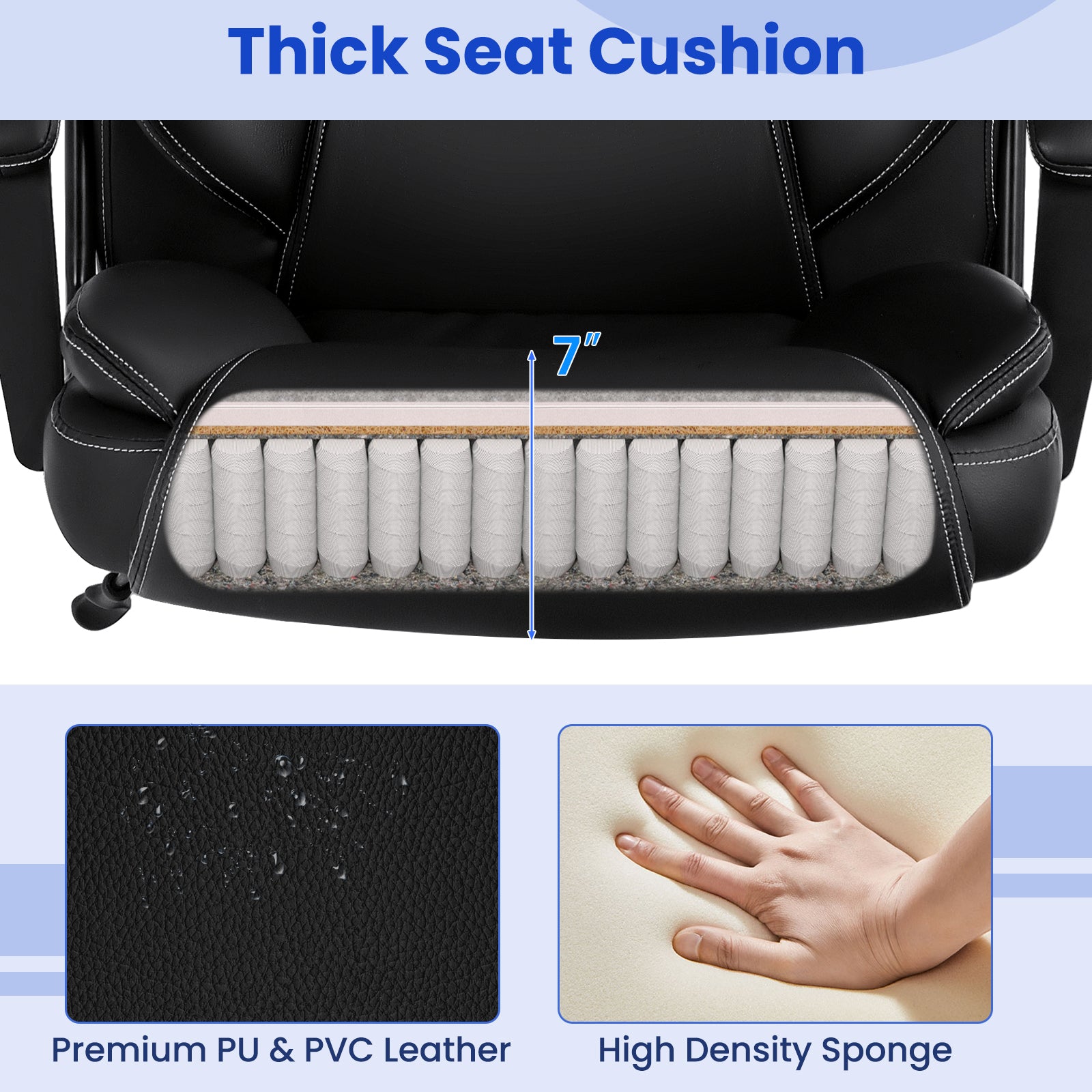 Massage Executive Office Chair with 6 Vibrating Points, Black Big and Tall Chairs at Gallery Canada