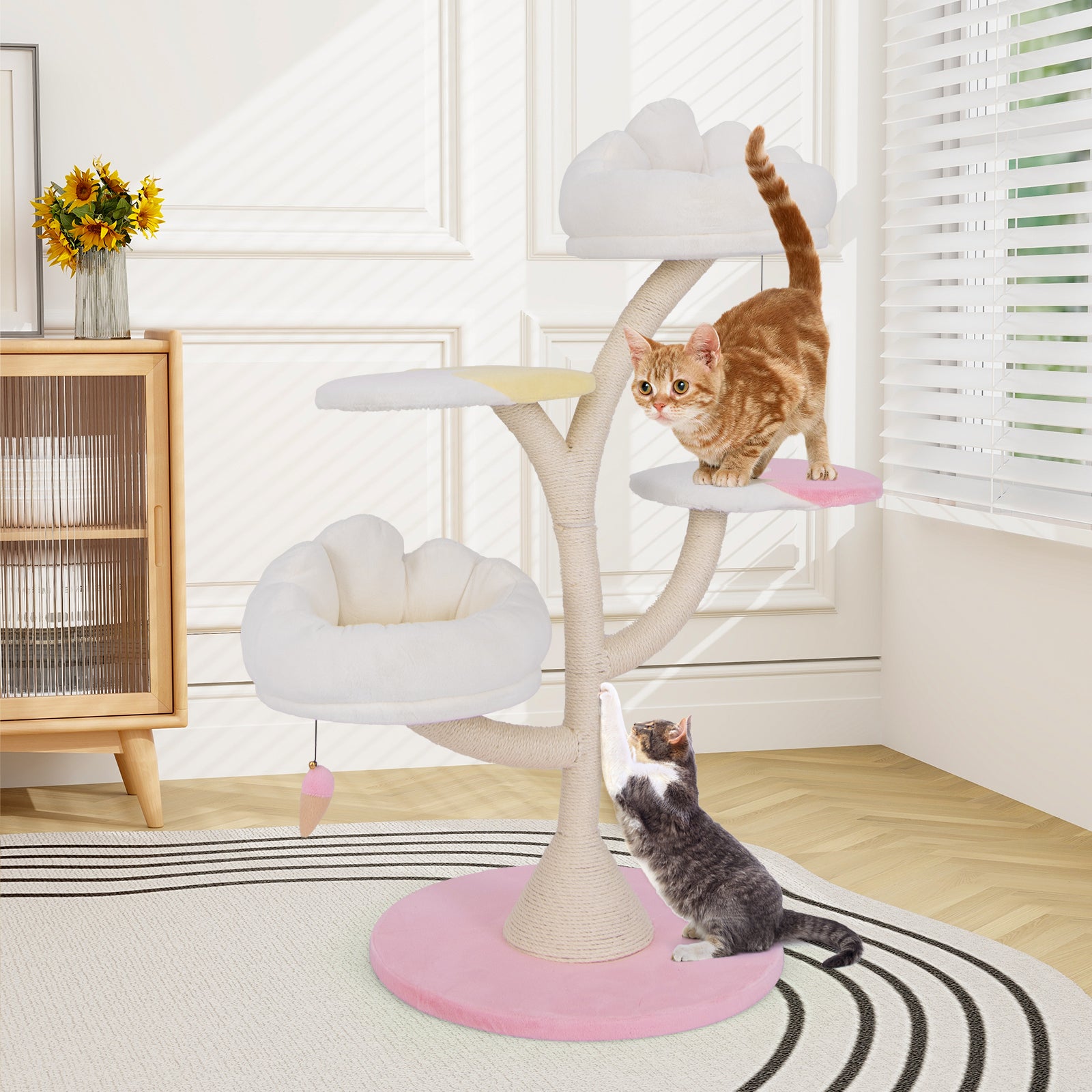 Multi-Layer Cat Tree Cat Tower with 2 Cat Perches 2 Platforms, Pink Cat Trees Condos & Scratchers at Gallery Canada