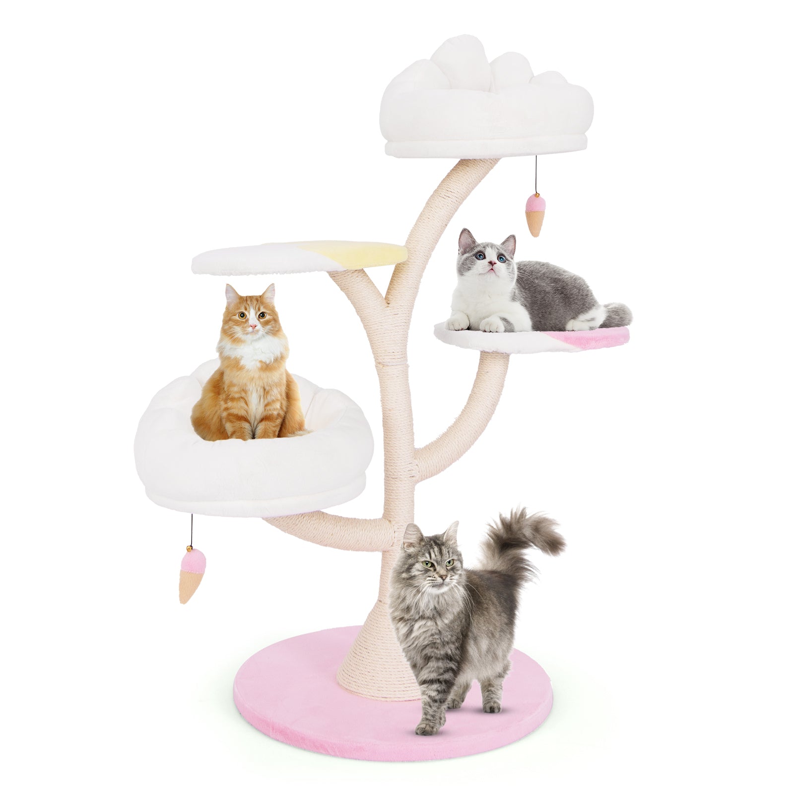 Multi-Layer Cat Tree Cat Tower with 2 Cat Perches 2 Platforms, Pink Cat Trees Condos & Scratchers at Gallery Canada