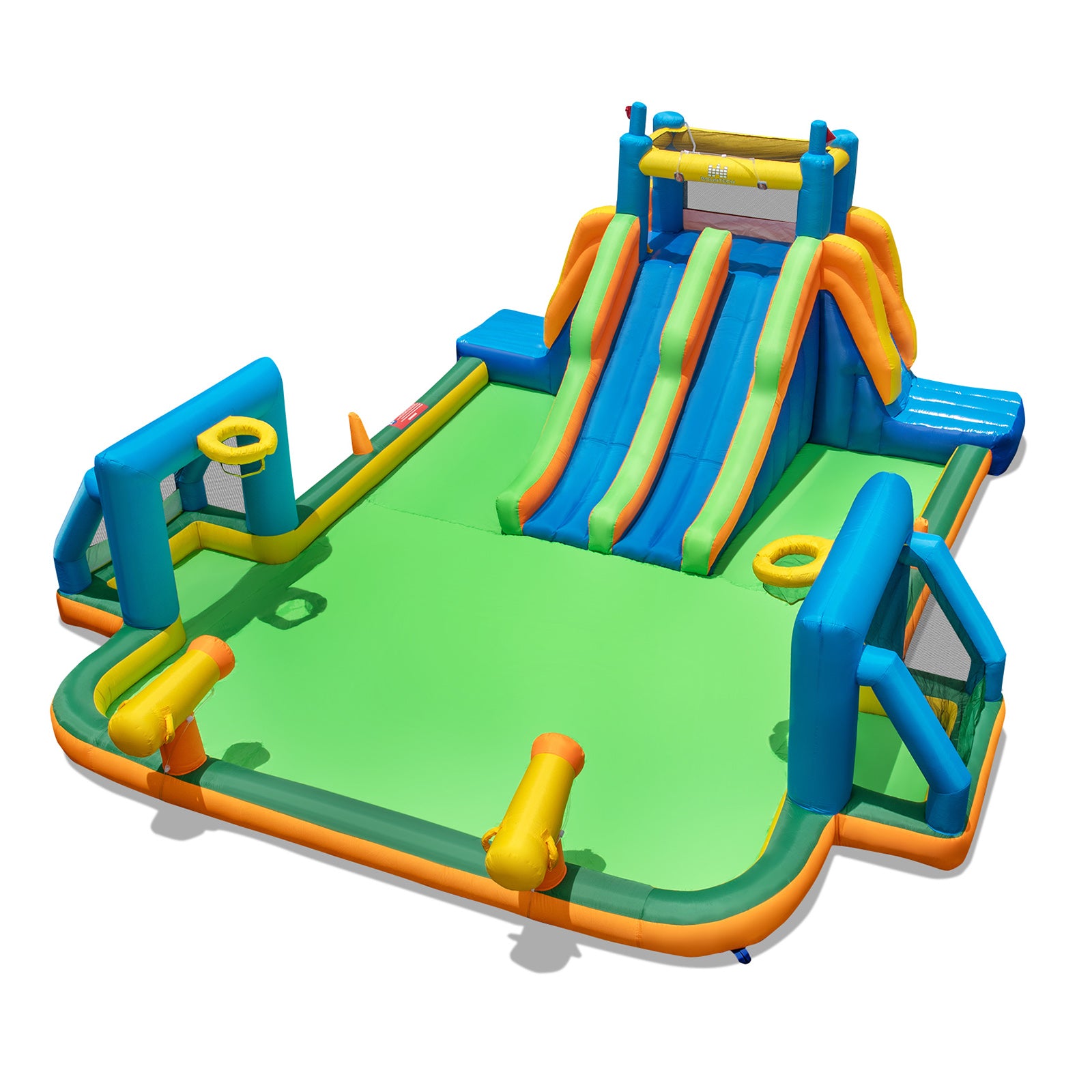 Kids Inflatable Water Slide with 2 Long Slides and 2 Soccer Gates Without Blower, Multicolor Bounce House Multicolor at Gallery Canada