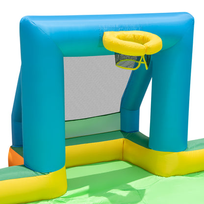 Kids Inflatable Water Slide with 2 Long Slides and 2 Soccer Gates Without Blower, Multicolor Bounce House at Gallery Canada