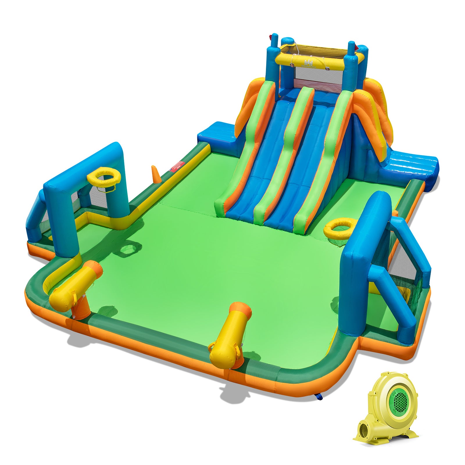 Kids Inflatable Water Slide, 2 Slides, 2 Soccer Gates, 950W Blower, Multicolor Bounce House at Gallery Canada