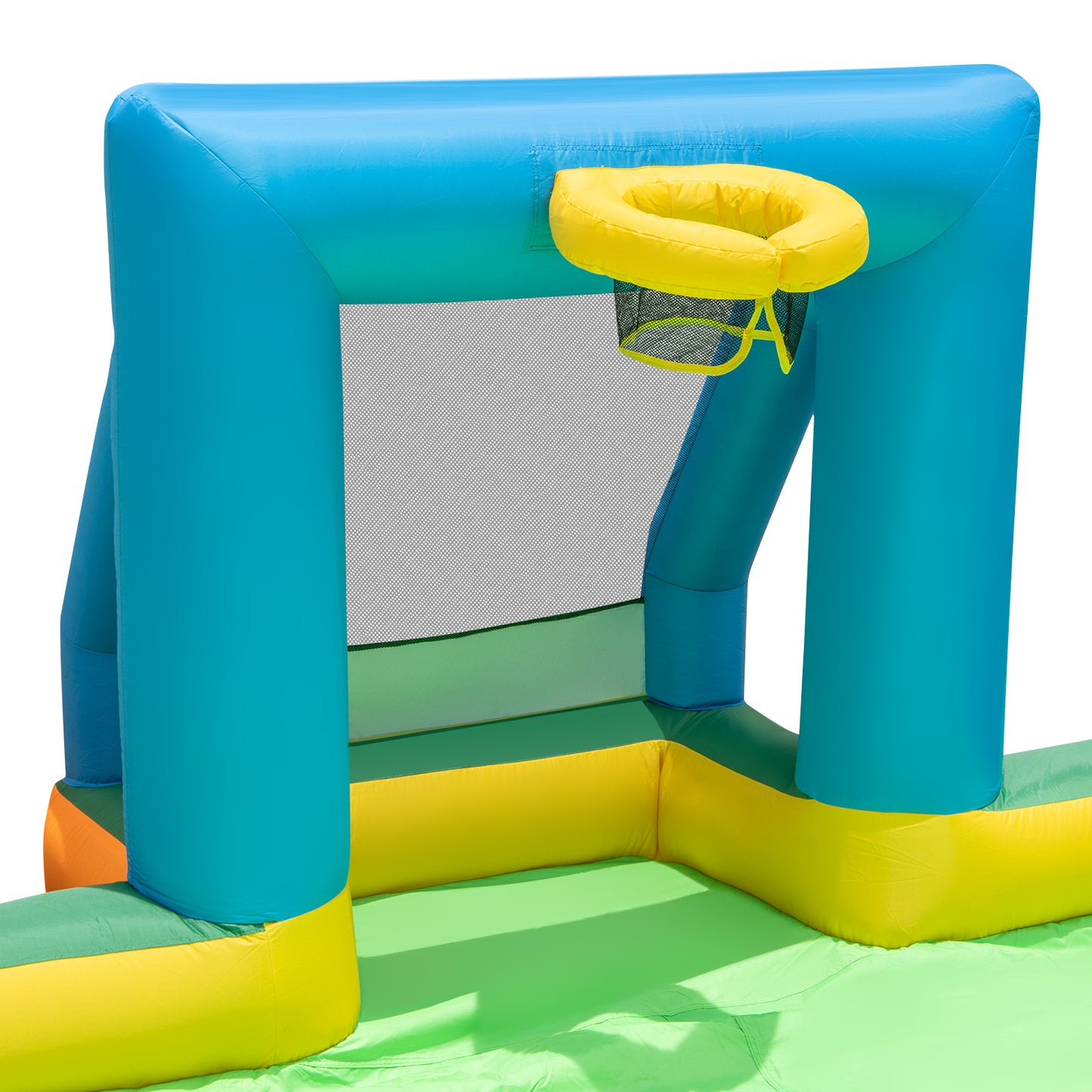 Kids Inflatable Water Slide with 2 Long Slides and 2 Soccer Gates with 1100W Blower, Multicolor