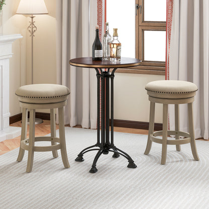 24/26 Inches Swivel Bar Stools Set of 2 wth Wooden Frame-26.5 inches, Beige Bar Stools at Gallery Canada