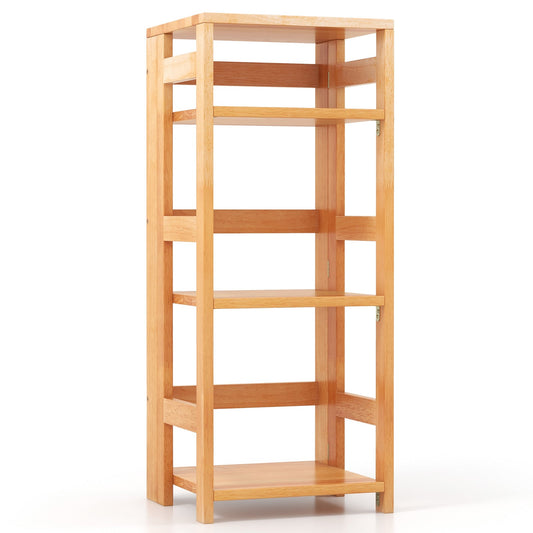 4-Tier Rubber Wood Bookshelf, 14 Inches, Natural Bookcases Natural at Gallery Canada