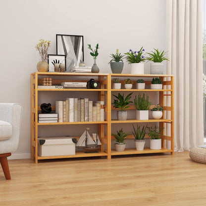 4-Tier Bookshelf Rubber Wood Bookcase with Side Fences for Living Room-29.5 inches, Natural Bookcases at Gallery Canada