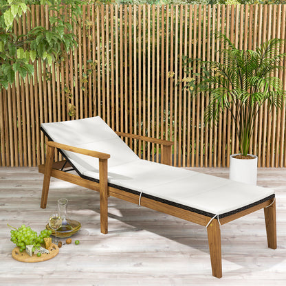 Outdoor Chaise Lounge Chair Rattan Patio Recliners with Armrests, Off White Outdoor Chaise Lounges at Gallery Canada