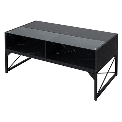 Center Table with Faux Marble and Tempered Glass Top, Black Coffee Tables at Gallery Canada