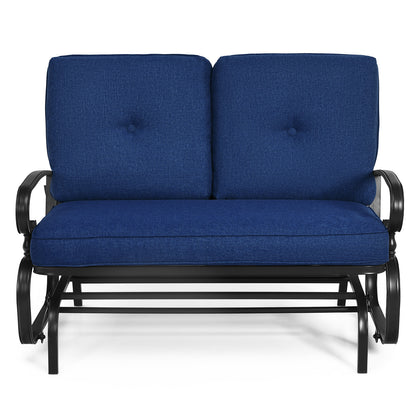 2 Seats Outdoor Swing Glider Chair, Navy Patio Rocking Chairs & Gliders at Gallery Canada