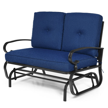 2 Seats Outdoor Swing Glider Chair, Navy Patio Rocking Chairs & Gliders at Gallery Canada