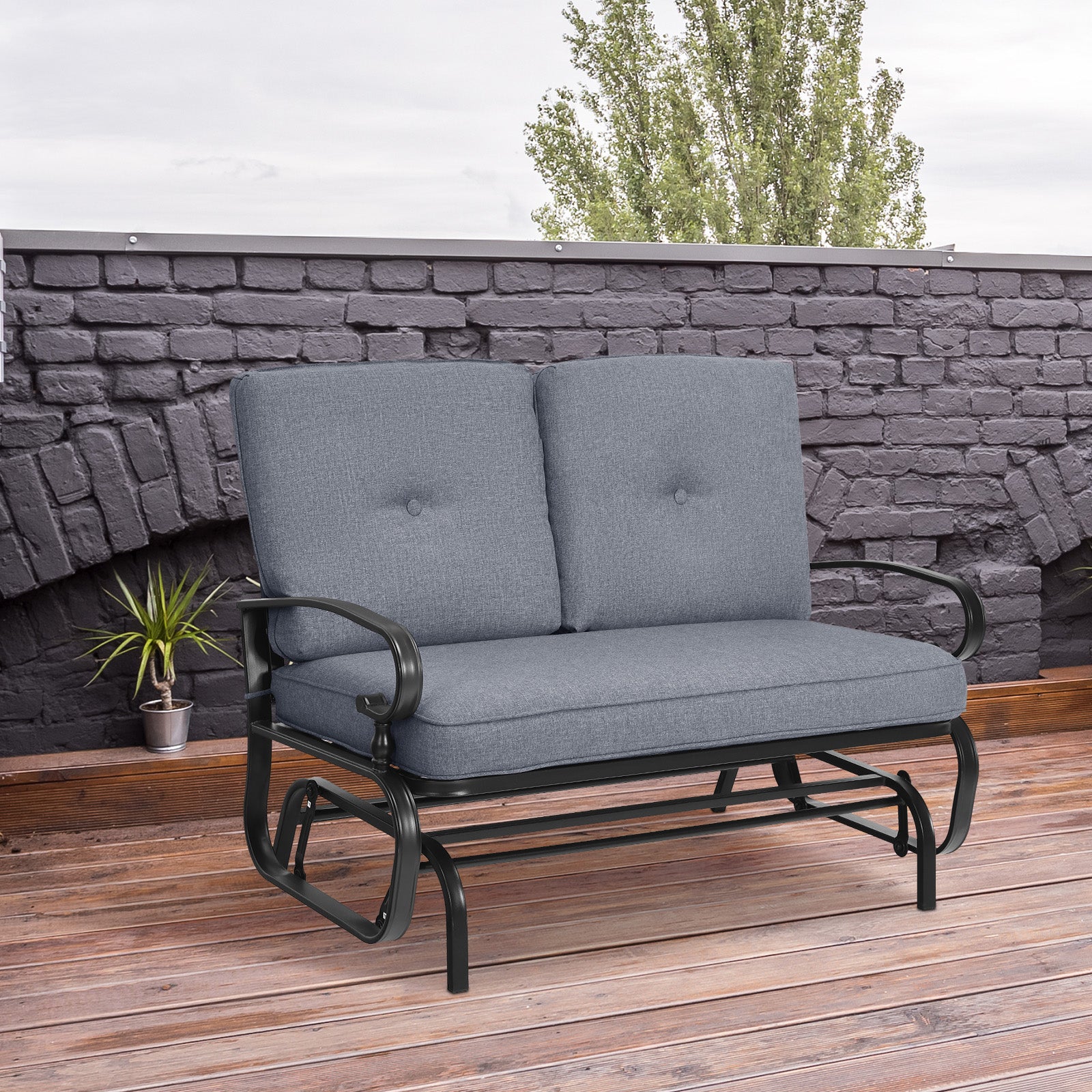 Outdoor Swing Glider Chair, 2 Seats, Removable Cushions, Gray Patio Rocking Chairs & Gliders at Gallery Canada