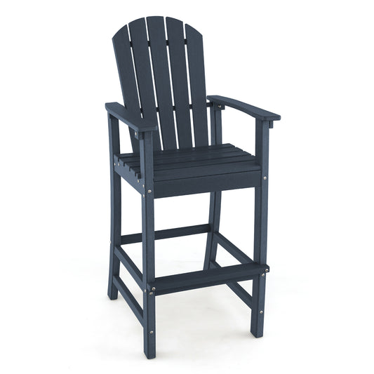 30 Inches Counter Height Outdoor HDPE Bar Stool with Armrests and Footrest, Navy Patio Bar Furniture Navy at Gallery Canada