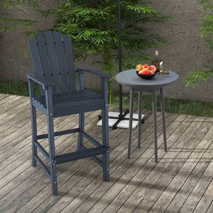 30 Inches Counter Height Outdoor HDPE Bar Stool with Armrests and Footrest, Navy Patio Bar Furniture at Gallery Canada